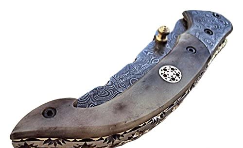 Beautiful Camel BoneHandled Damascus Steel Folding Knife - Limited Edition