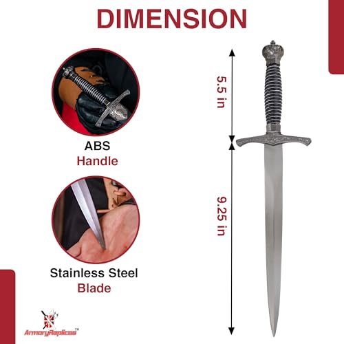 Armory Replicas Knights Templar Dagger – Stainless Steel, Pewter Finish, Scabbard - Cosplay & Collectors