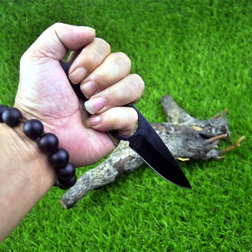 Omesio 6.69 Inch Tactical Mini Hunting Knife, Black - EDC Camp Outdoor Gift