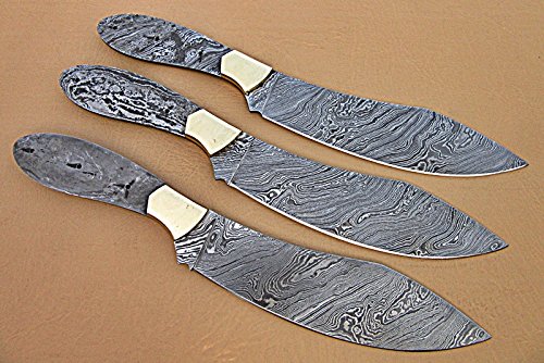 12 Inch Handmade Damascus Steel Chef Knife Set with Brass Bolsters (BB-44)